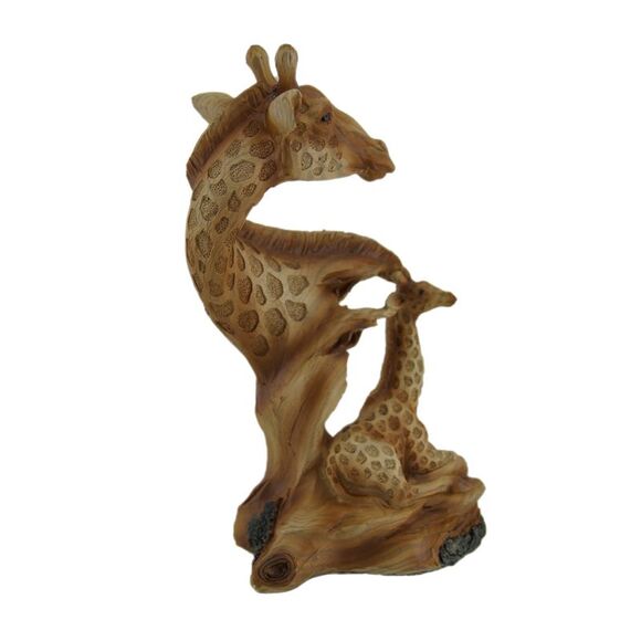 Scratch & Dent Carved Wood Look Mother Giraffe and Calf Tabletop Statue - Picture 2 of 4